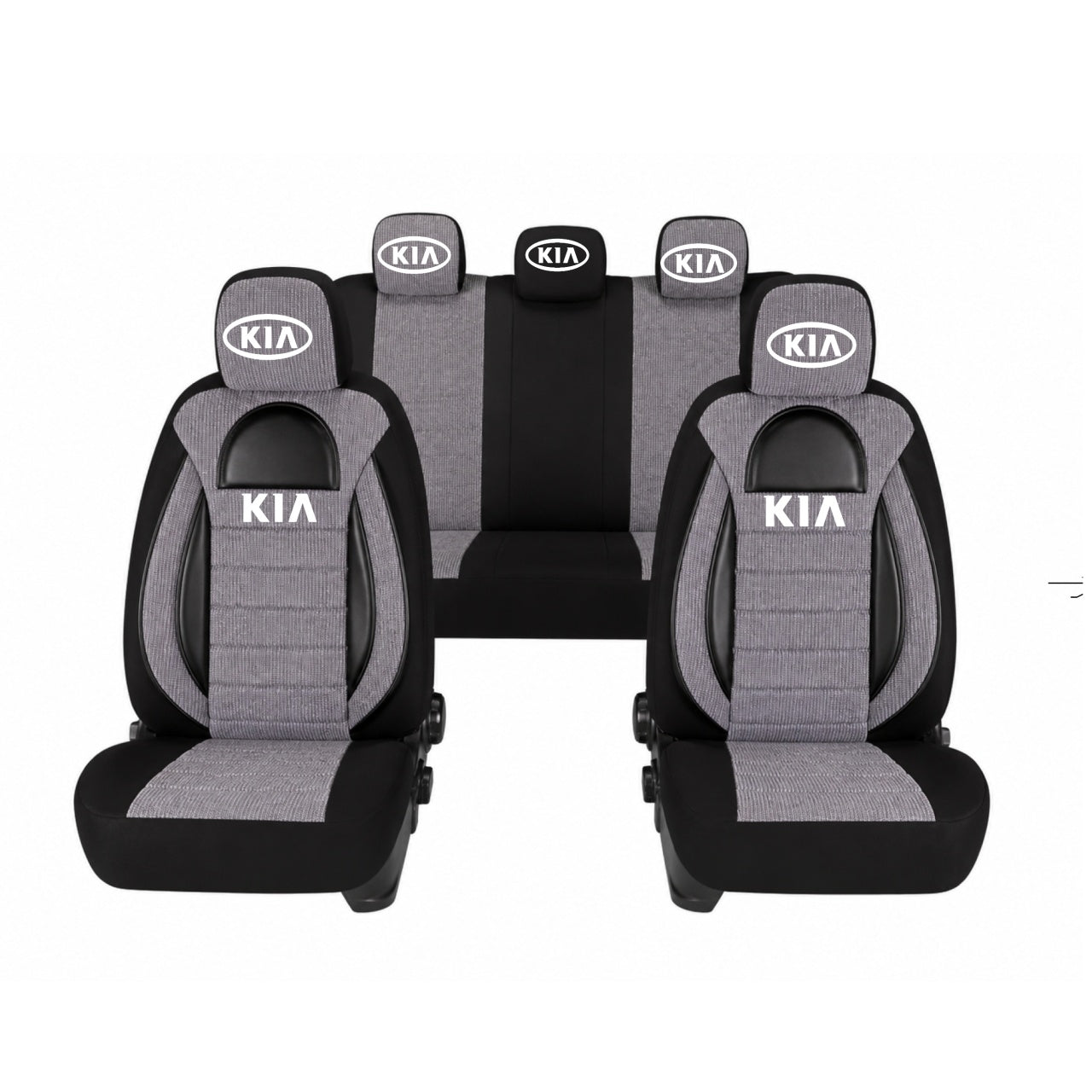 Set Huse Scaune Universale Racing, Gri cu Negru Personalizate cu Kia