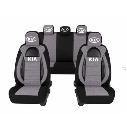 Set Huse Scaune Universale Racing, Gri cu Negru Personalizate cu Kia