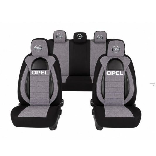 Set Huse Scaune Universale Racing, Gri cu Negru Personalizate cu Opel