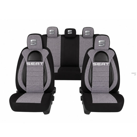 Set Huse Scaune Universale Racing, Gri cu Negru Personalizate cu Seat