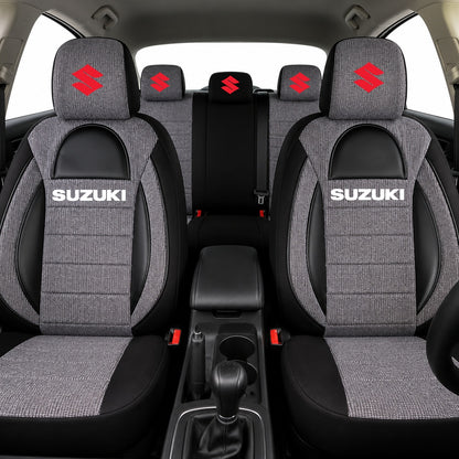 Set Huse Scaune Universale Racing, Gri cu Negru Personalizate cu Suzuki