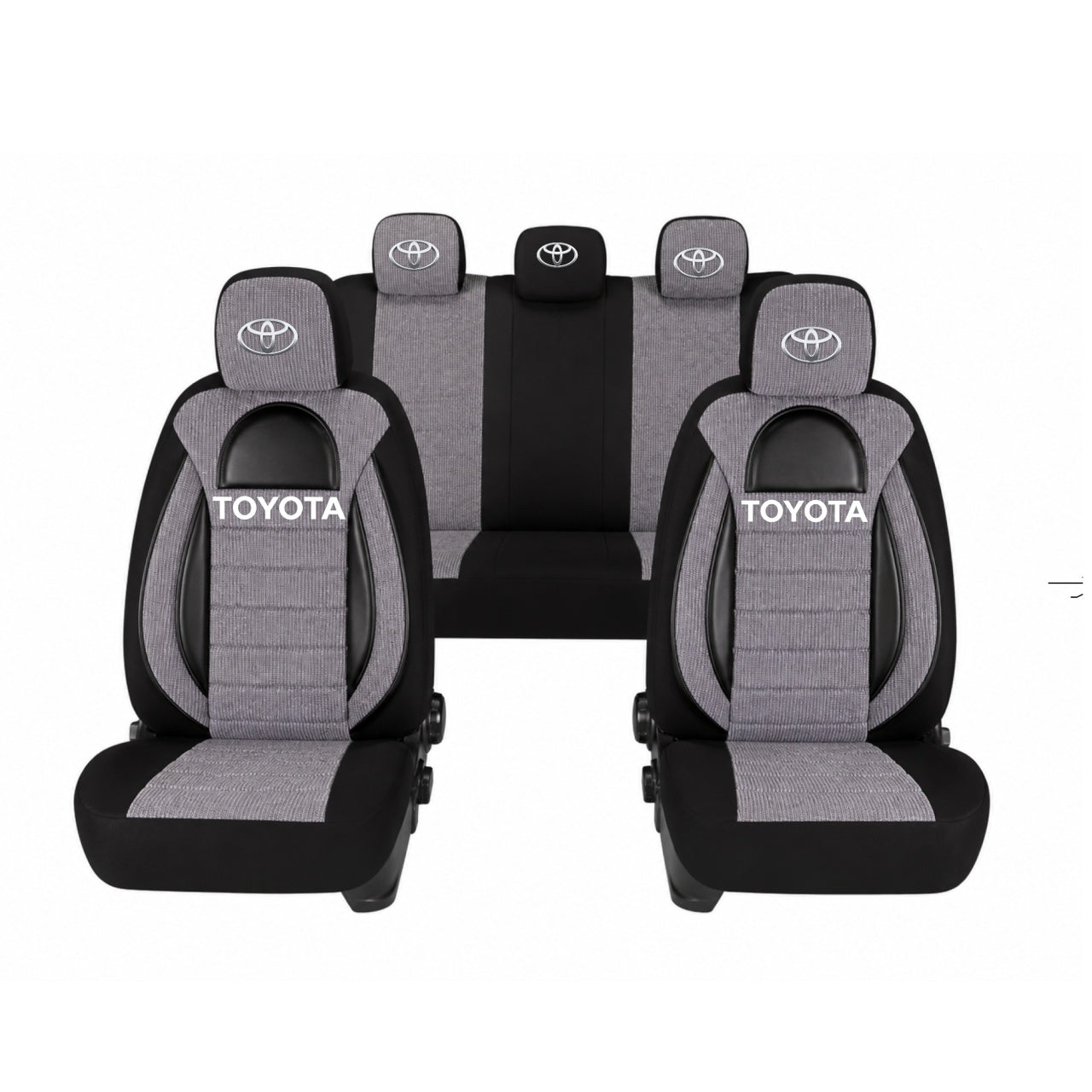 Set Huse Scaune Universale Racing, Gri cu Negru Personalizate cu Toyota