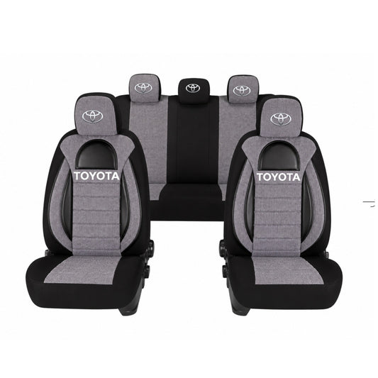 Set Huse Scaune Universale Racing, Gri cu Negru Personalizate cu Toyota