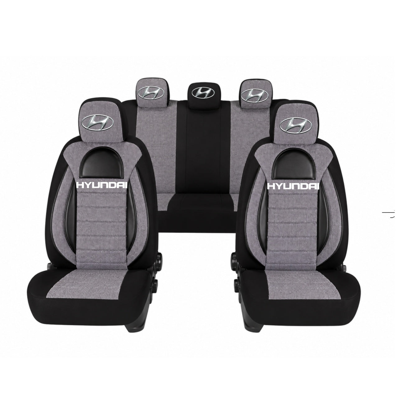 Set Huse Scaune Universale Racing, Gri cu Negru Personalizate cu Hyundai