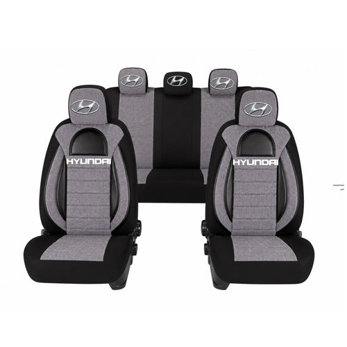 Set Huse Scaune Universale Racing, Gri cu Negru Personalizate cu Hyundai