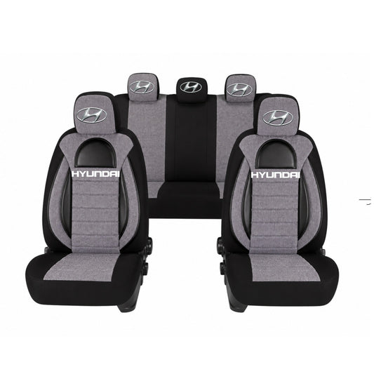 Set Huse Scaune Universale Racing, Gri cu Negru Personalizate cu Hyundai