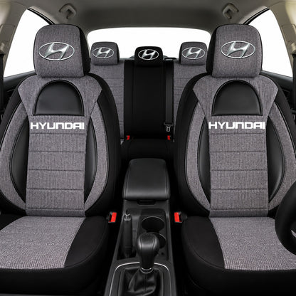 Set Huse Scaune Universale Racing, Gri cu Negru Personalizate cu Hyundai