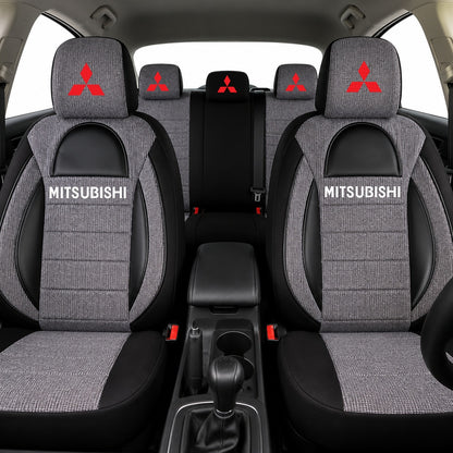 Set Huse Scaune Universale Racing, Gri cu Negru Personalizate cu Mitsubishi