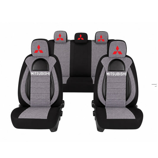 Set Huse Scaune Universale Racing, Gri cu Negru Personalizate cu Mitsubishi