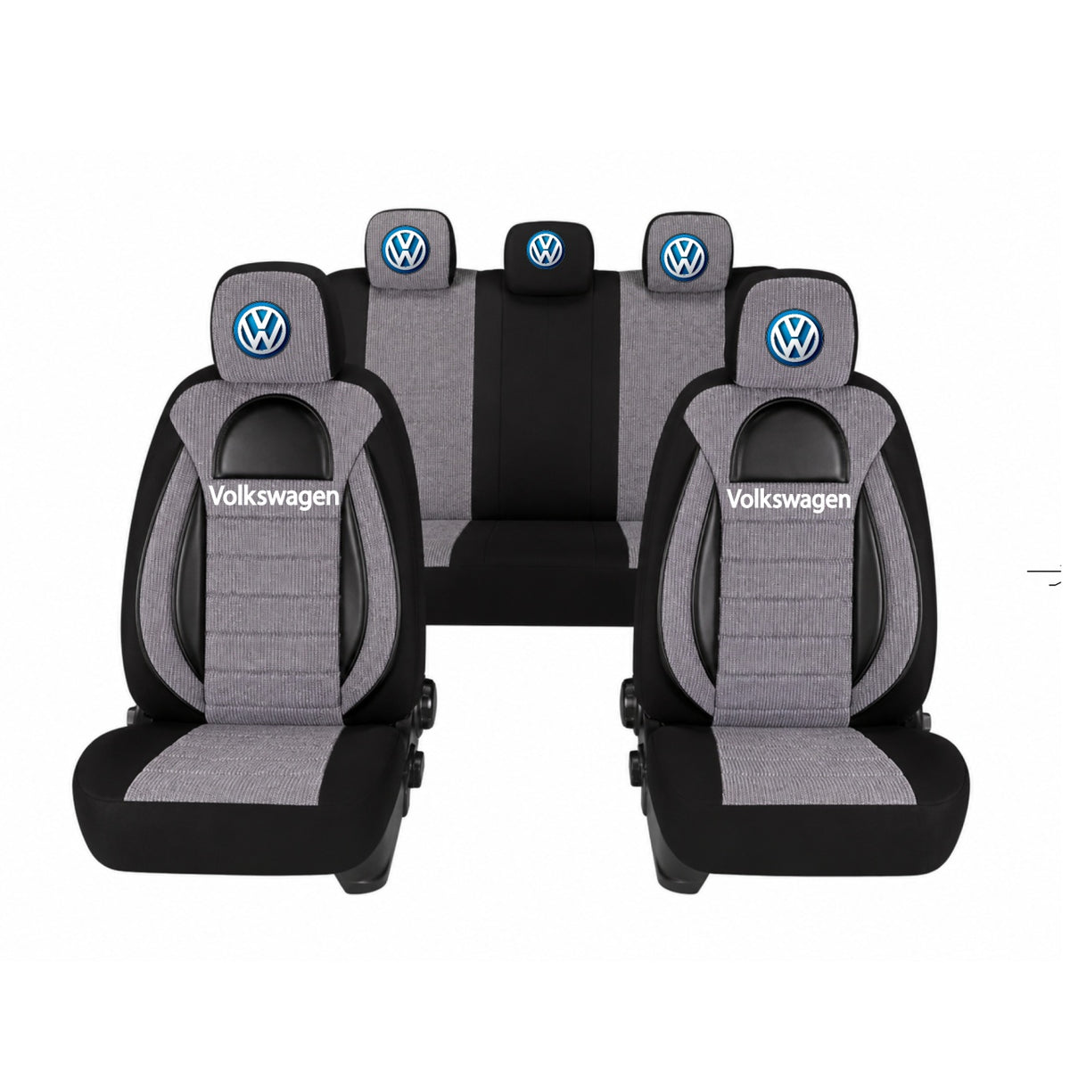 Set Huse Scaune Universale Racing, Gri cu Negru Personalizate cu Volkswagen