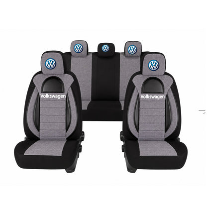 Set Huse Scaune Universale Racing, Gri cu Negru Personalizate cu Volkswagen