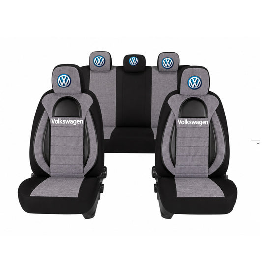 Set Huse Scaune Universale Racing, Gri cu Negru Personalizate cu Volkswagen