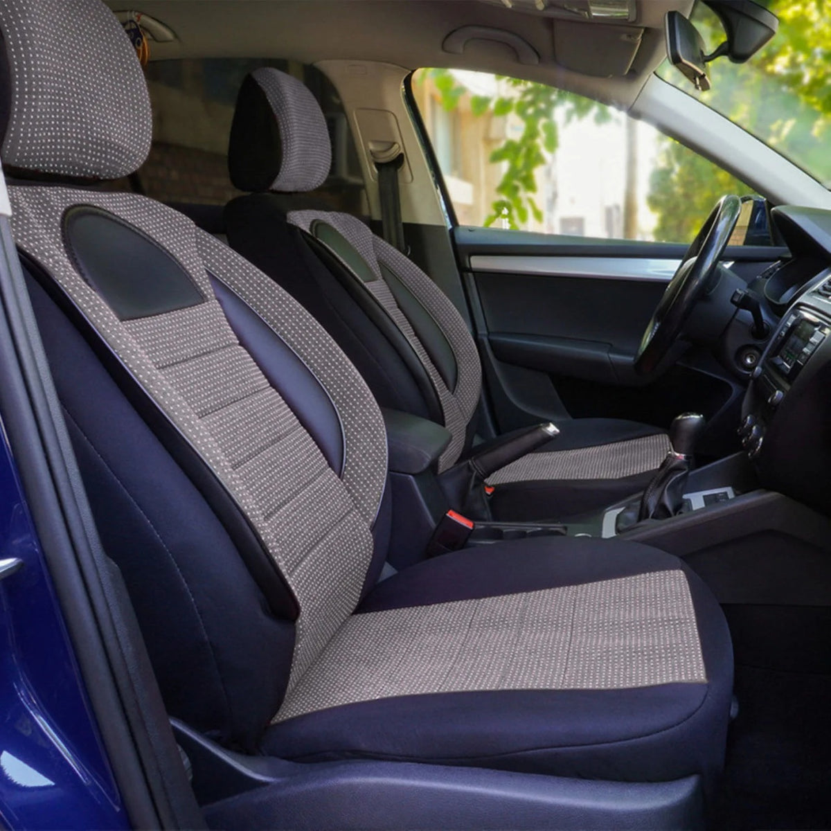 Set Huse Scaune Universale Racing, Gri cu Negru Personalizate cu Volkswagen