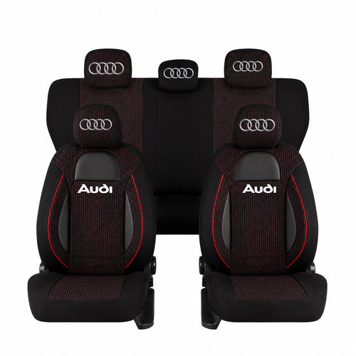 Set Huse Scaune Universale Racing, Negru Personalizate cu Audi