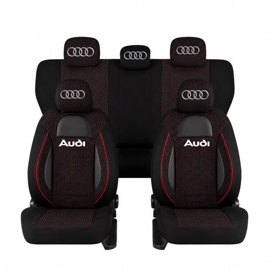 Set Huse Scaune Universale Racing, Negru Personalizate cu Audi