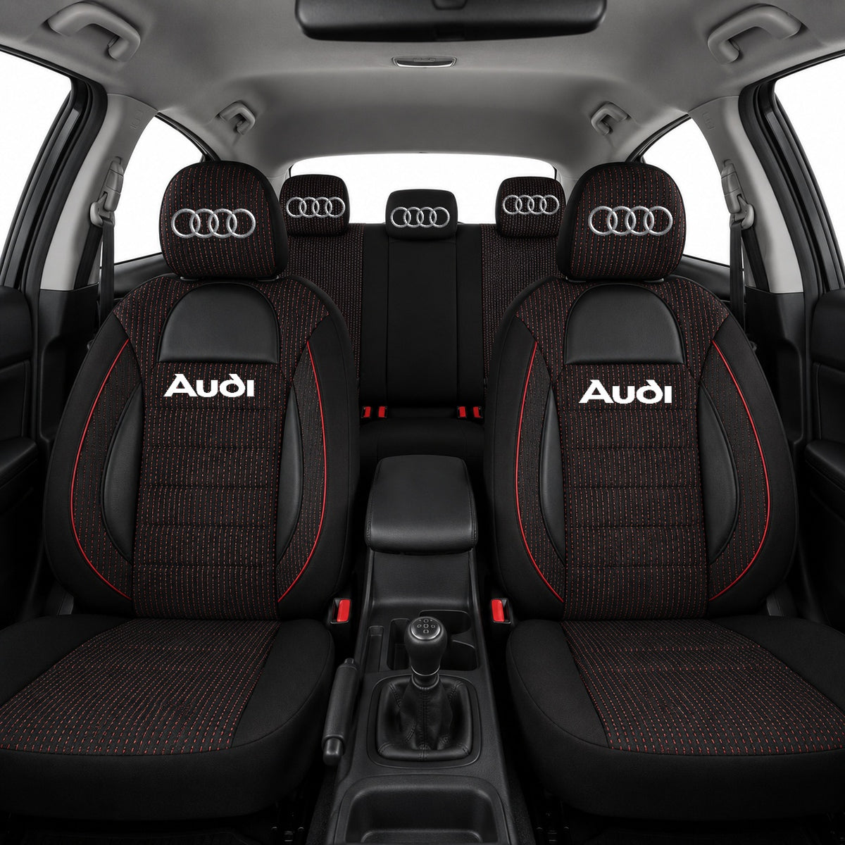 Set Huse Scaune Universale Racing, Negru Personalizate cu Audi