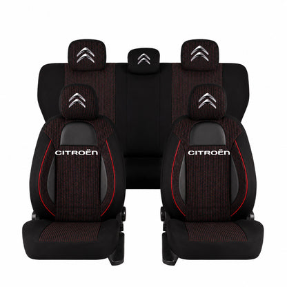 Set Huse Scaune Universale Racing, Negru Personalizate cu Citroen