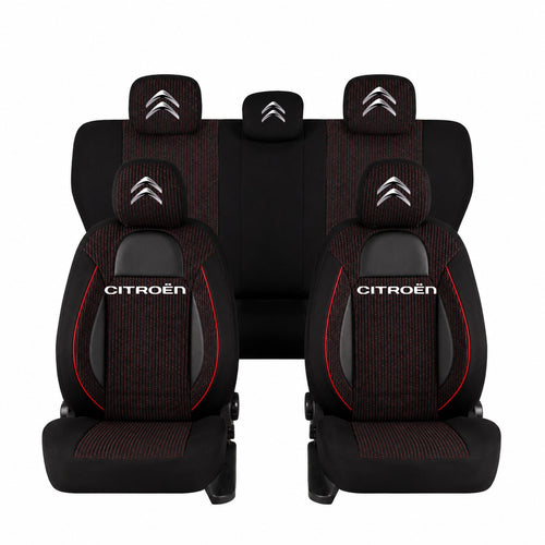 Set Huse Scaune Universale Racing, Negru Personalizate cu Citroen