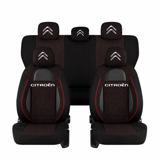 Set Huse Scaune Universale Racing, Negru Personalizate cu Citroen