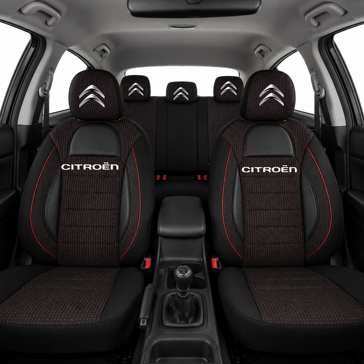 Set Huse Scaune Universale Racing, Negru Personalizate cu Citroen