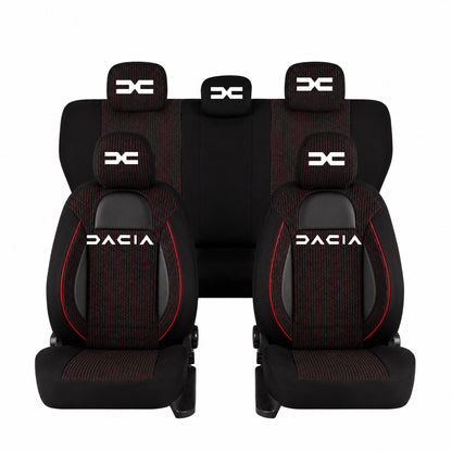 Set Huse Scaune Universale Racing Negru Personalizate cu Dacia Nou