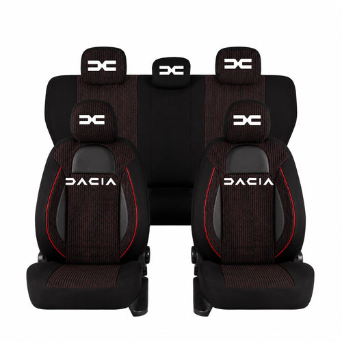 Set Huse Scaune Universale Racing Negru Personalizate cu Dacia Nou