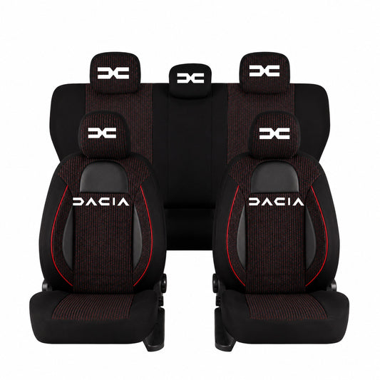 Set Huse Scaune Universale Racing Negru Personalizate cu Dacia Nou