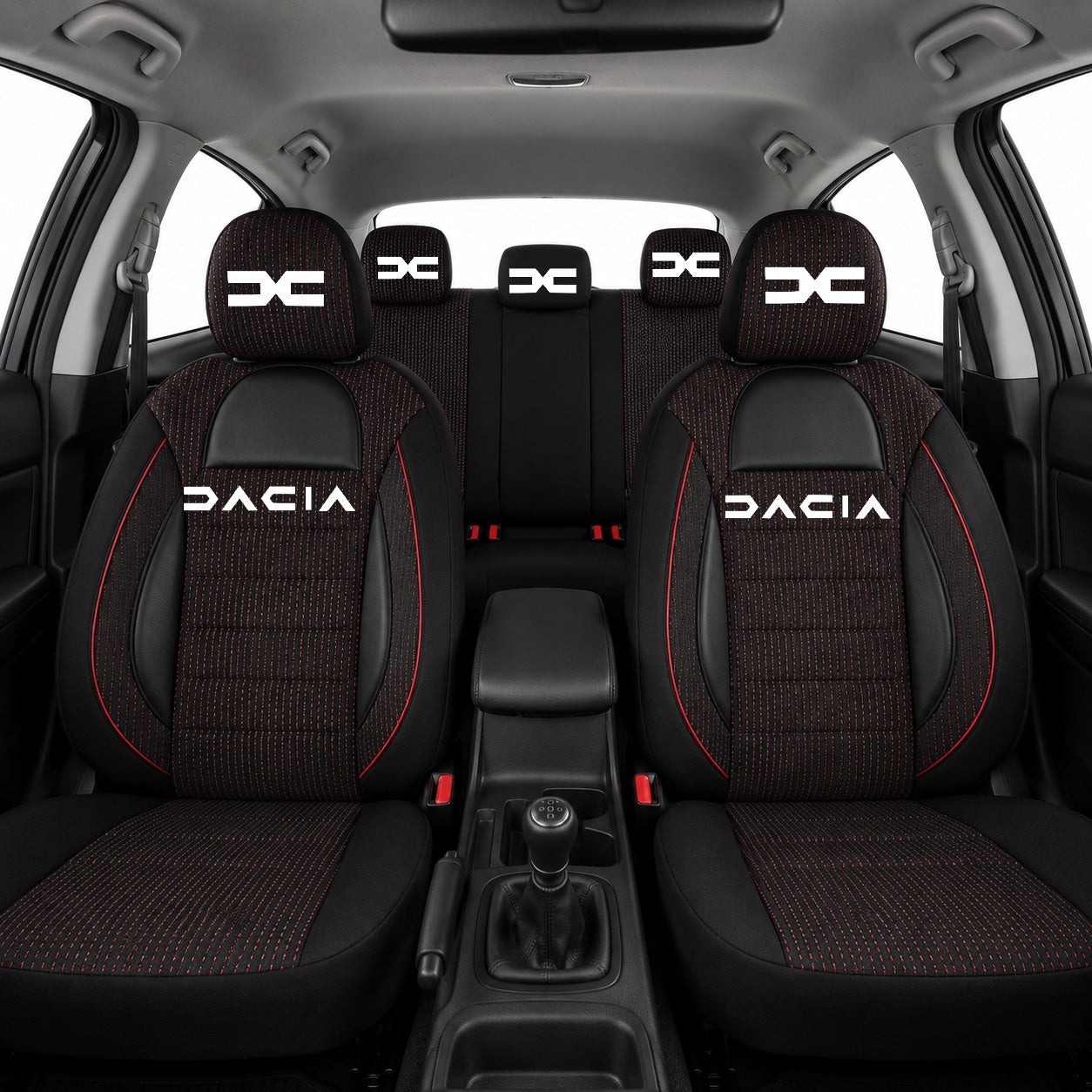 Set Huse Scaune Universale Racing Negru Personalizate cu Dacia Nou