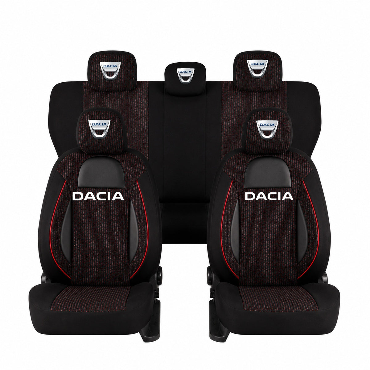 Set Huse Scaune Universale Racing Negru Personalizate cu Dacia