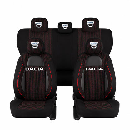 Set Huse Scaune Universale Racing Negru Personalizate cu Dacia