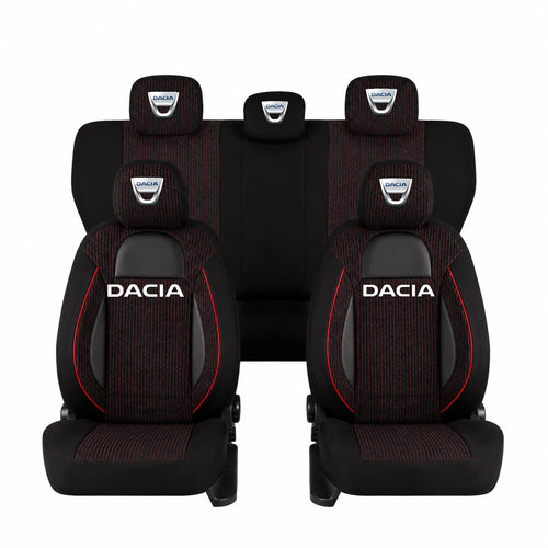 Set Huse Scaune Universale Racing Negru Personalizate cu Dacia