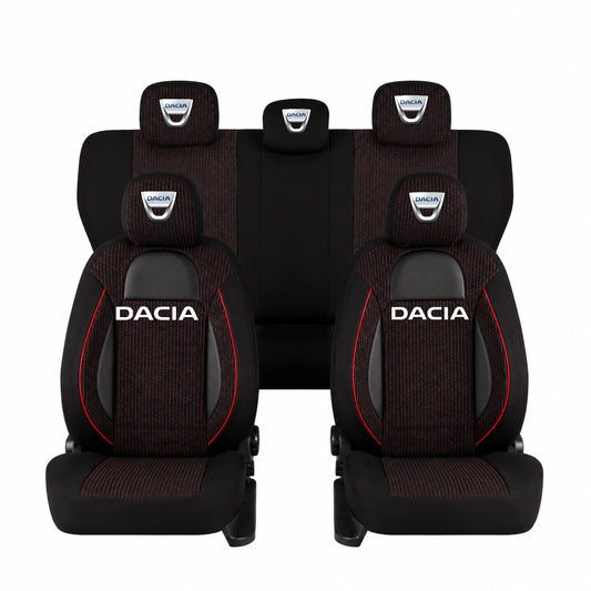 Set Huse Scaune Universale Racing Negru Personalizate cu Dacia
