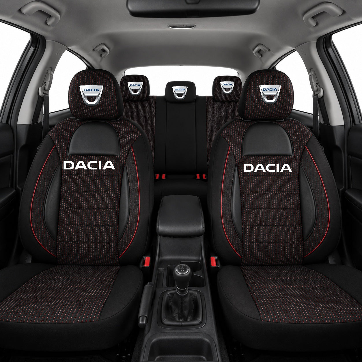 Set Huse Scaune Universale Racing Negru Personalizate cu Dacia