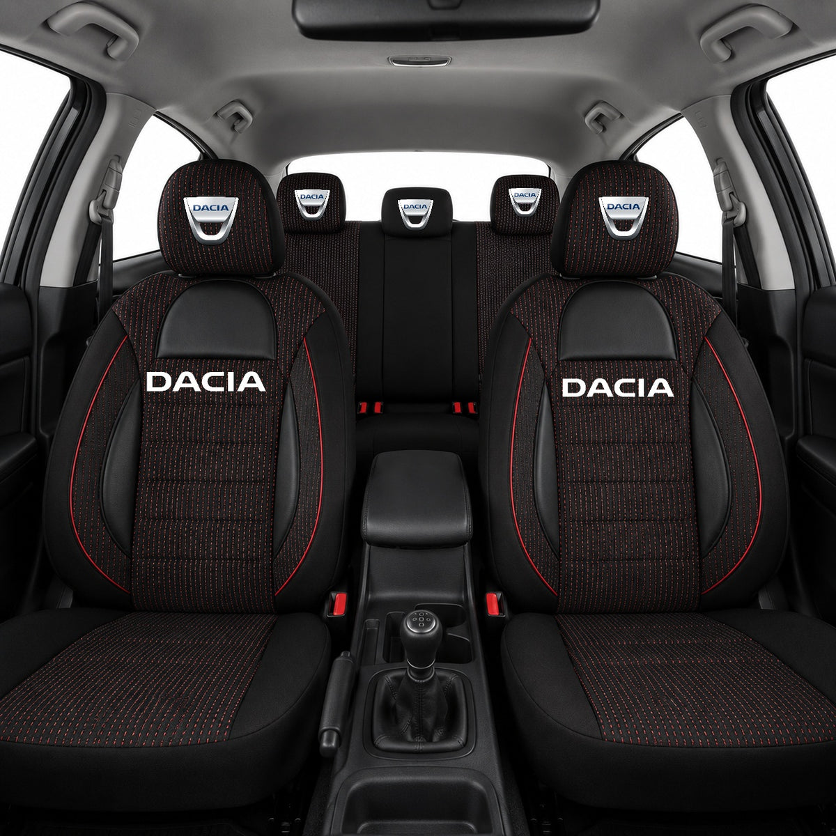 Set Huse Scaune Universale Racing Negru Personalizate cu Dacia