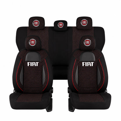 Set Huse Scaune Universale Racing Negru Personalizate cu Fiat