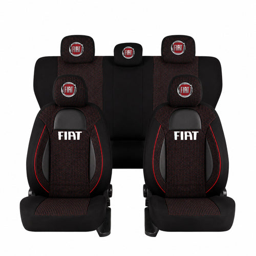 Set Huse Scaune Universale Racing Negru Personalizate cu Fiat