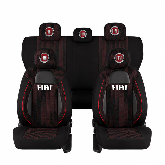 Set Huse Scaune Universale Racing Negru Personalizate cu Fiat