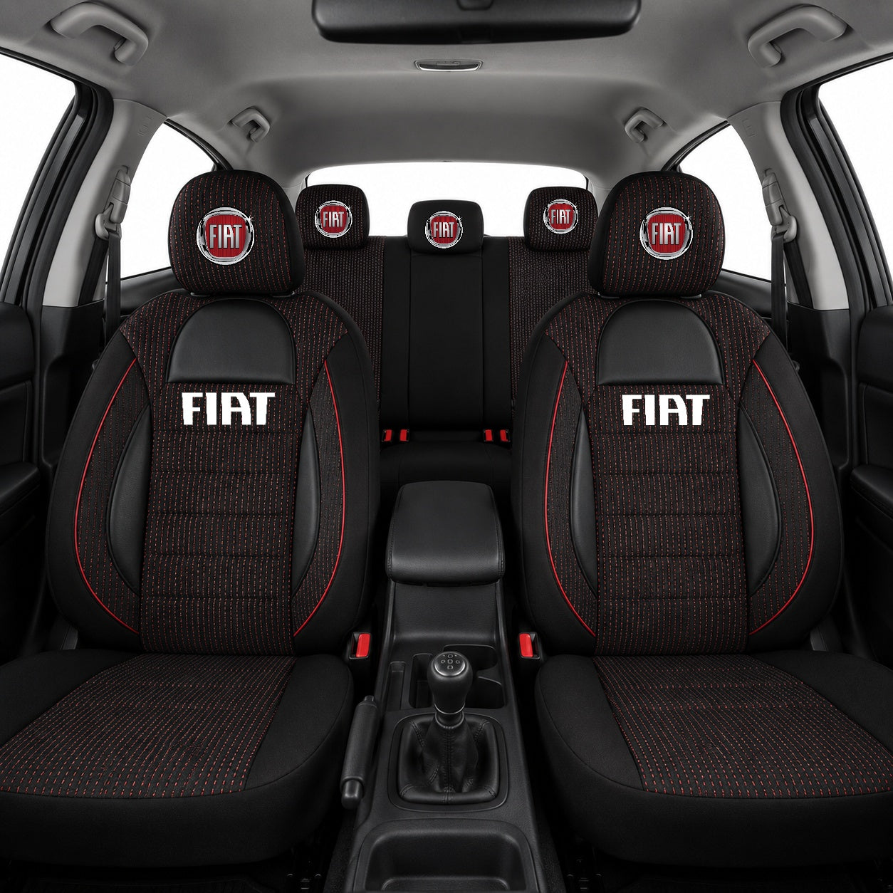 Set Huse Scaune Universale Racing Negru Personalizate cu Fiat