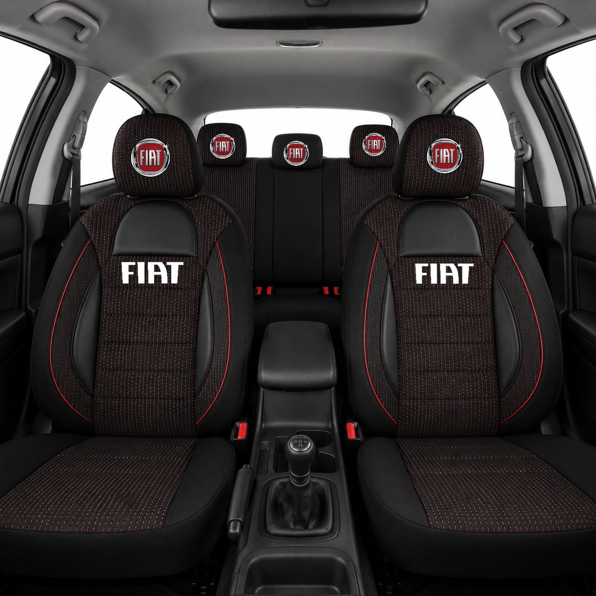 Set Huse Scaune Universale Racing Negru Personalizate cu Fiat