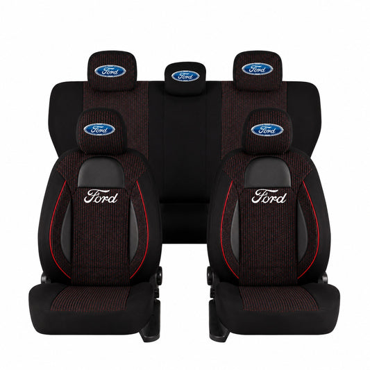 Set Huse Scaune Universale Racing Negru Personalizate cu Ford