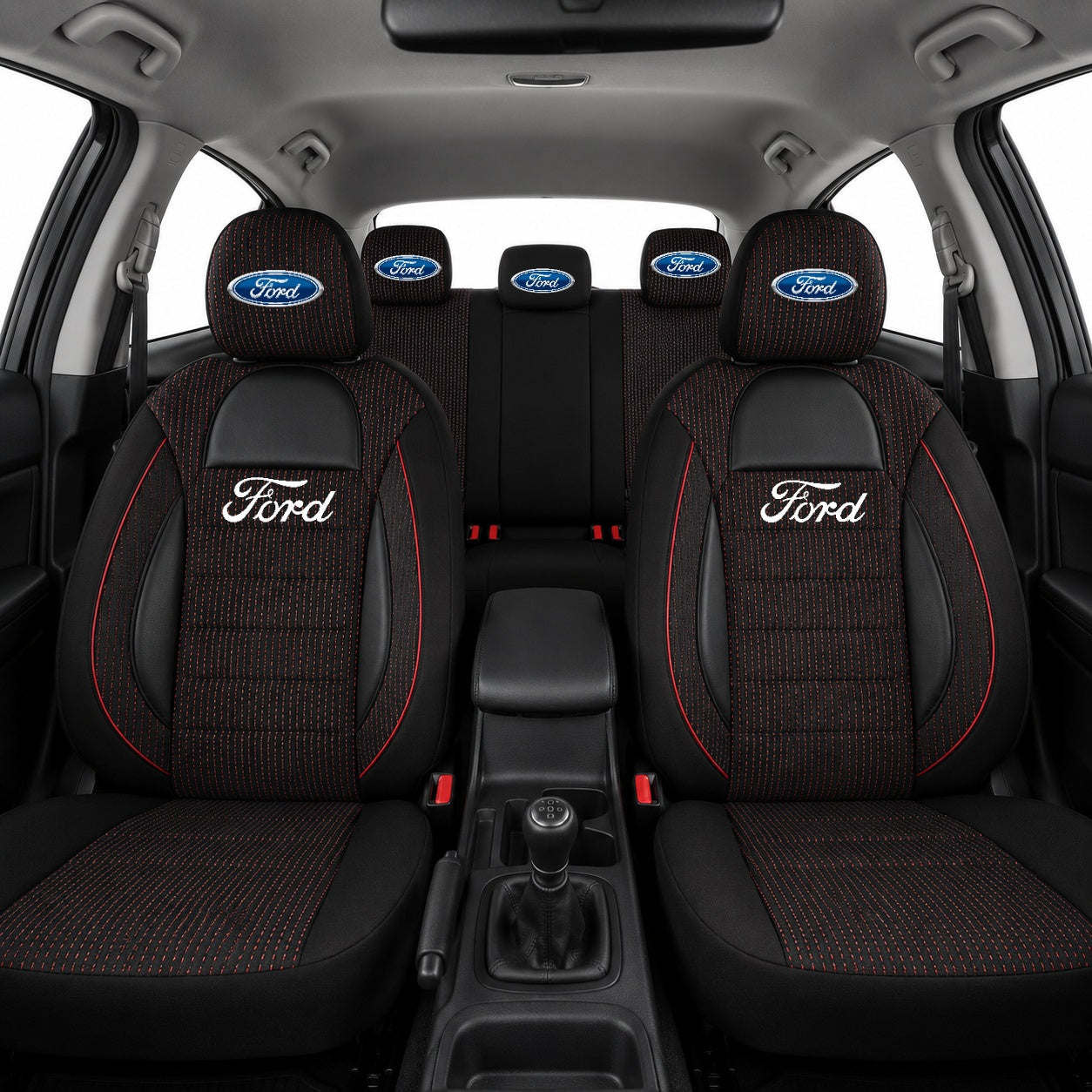 Set Huse Scaune Universale Racing Negru Personalizate cu Ford