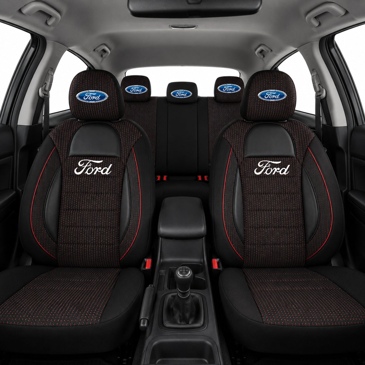 Set Huse Scaune Universale Racing Negru Personalizate cu Ford