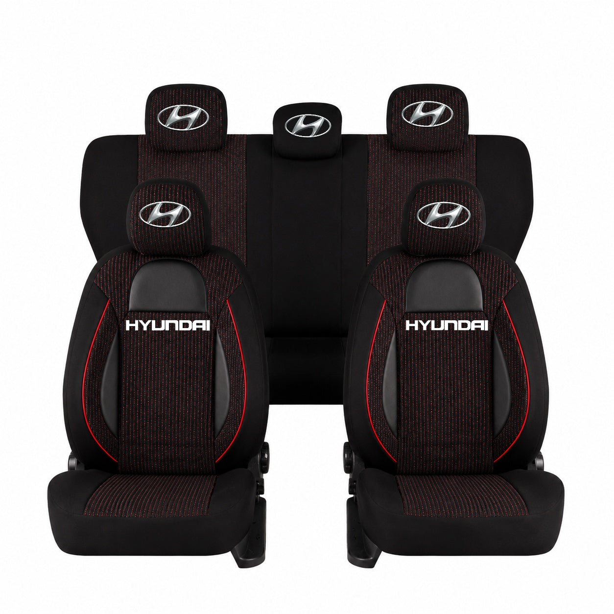 Set Huse Scaune Universale Racing Negru Personalizate cu Hyundai