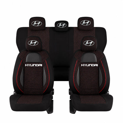 Set Huse Scaune Universale Racing Negru Personalizate cu Hyundai