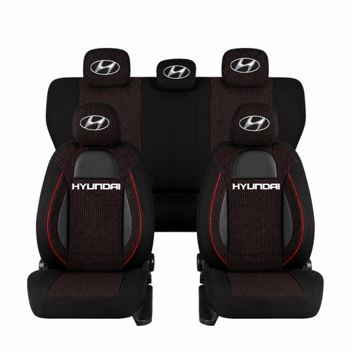 Set Huse Scaune Universale Racing Negru Personalizate cu Hyundai