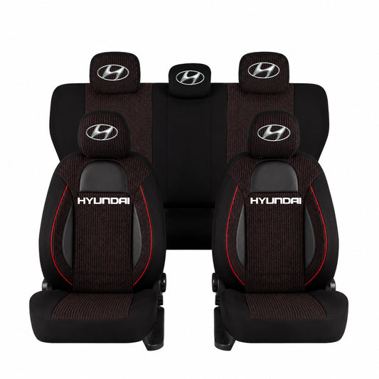Set Huse Scaune Universale Racing Negru Personalizate cu Hyundai