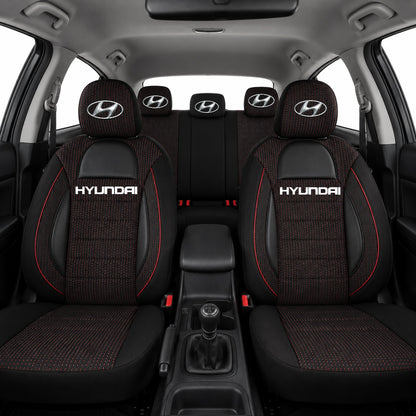 Set Huse Scaune Universale Racing Negru Personalizate cu Hyundai