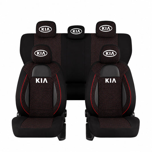 Set Huse Scaune Universale Racing Negru Personalizate cu Kia