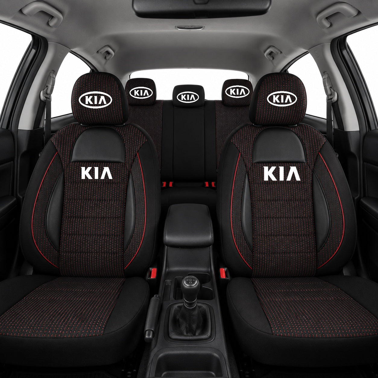 Set Huse Scaune Universale Racing Negru Personalizate cu Kia