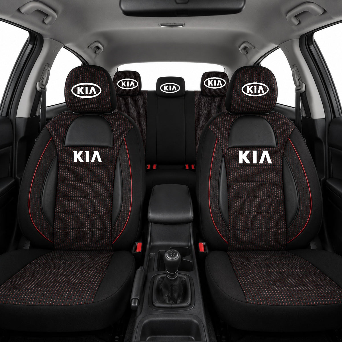 Set Huse Scaune Universale Racing Negru Personalizate cu Kia